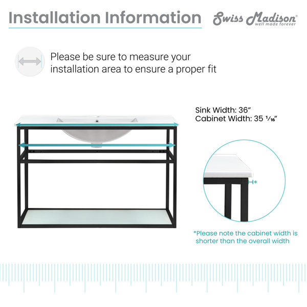 Swiss Madison Pierre 36" Single, Metal Frame, Open Shelf, Bathroom Vanity & Reviews Wayfair